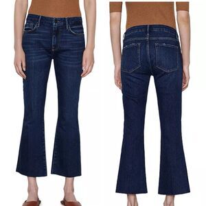 NWT FRAME Le Crop Mini Bootcut Jeans in Rosalie Wash Women 26 Raw Hem Kick Flare